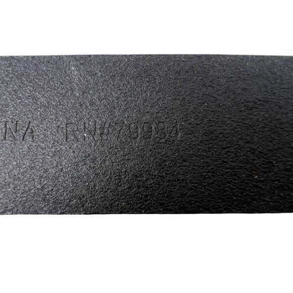 Chicos Belt Leminta Black Mixed Media Leather Stretch Silver Link Buckle 35” Med - Picture 11 of 16